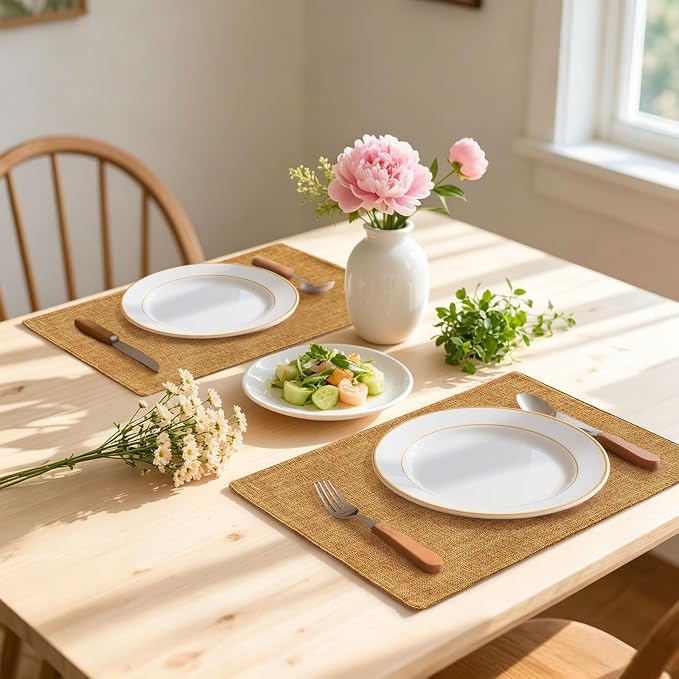 Homaxy Cloths Placemats for Dining Table Set of 6, Amber | Heat Resistant - Image 2