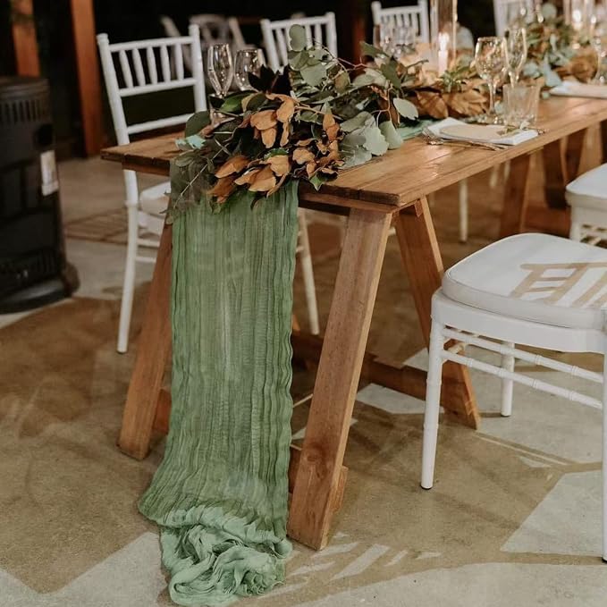 12Pack Sage Green Cheese Cloth Table Runner 20x120 inch Gauze Table Runner | - Image 9
