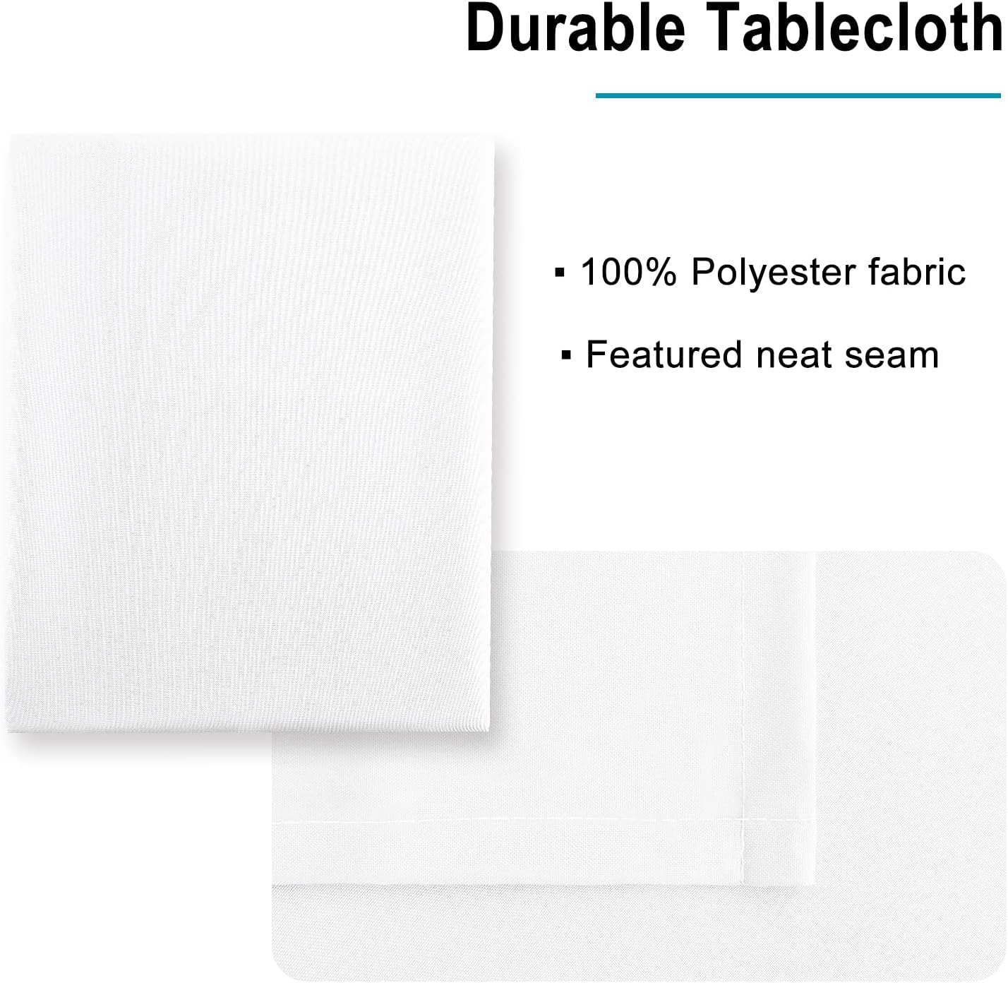 Hiasan White Rectangle Tablecloth - Waterproof Washable Polyester Fabric Table Cloth for Buffect Dining Birthday Party Wedding, 54 x 80 Inch