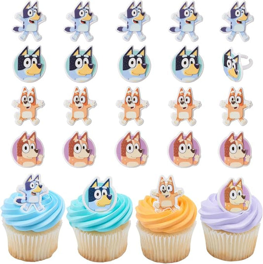 DecoPac Bluey So Much Fun Rings, 24 Cupcake Decorations Featuring Bluey by Bluey