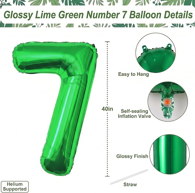Green Number 17 Balloon 40 Inch, Luminous Foil Duo - Image 4
