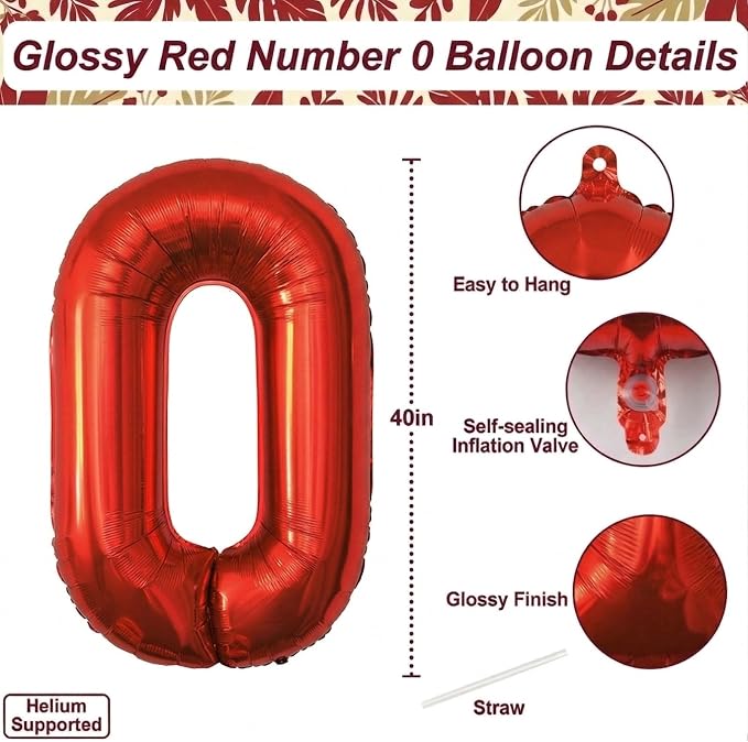 Red Number 10 Balloon 40 Inch, Foil Numeral - Image 4