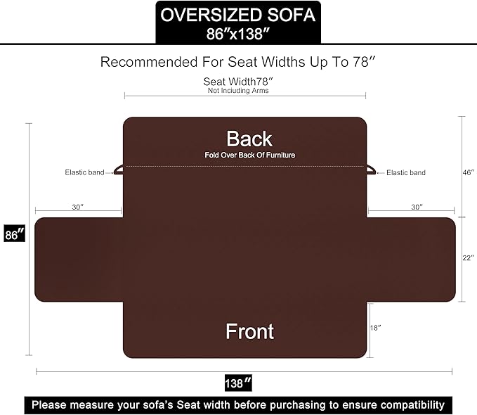 U-NICE HOME Large Sofa Cover Reversible Couch Cover, Pet Friendly, Elastic - Image 6