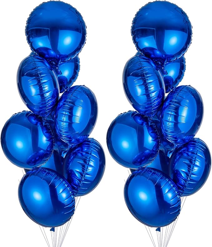 18" Blue Round Shaped Foil Balloons Mylar Helium Balloons by Adeer