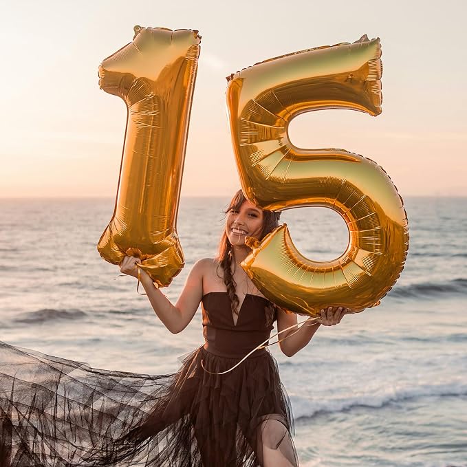 40 Inch Gold Number 2 Foil Balloon - Image 4