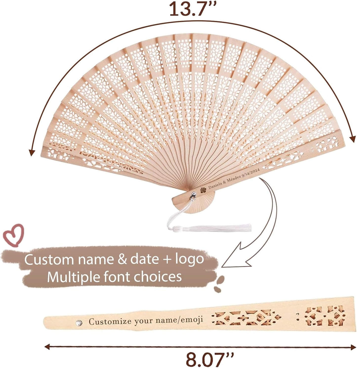 30Pcs Custom Wedding Fans for Guests with Text/Logo, Fans for Wedding Guests, Personalized Hand Fans for Party Bridal Shower Wedding Guest Favors (30)