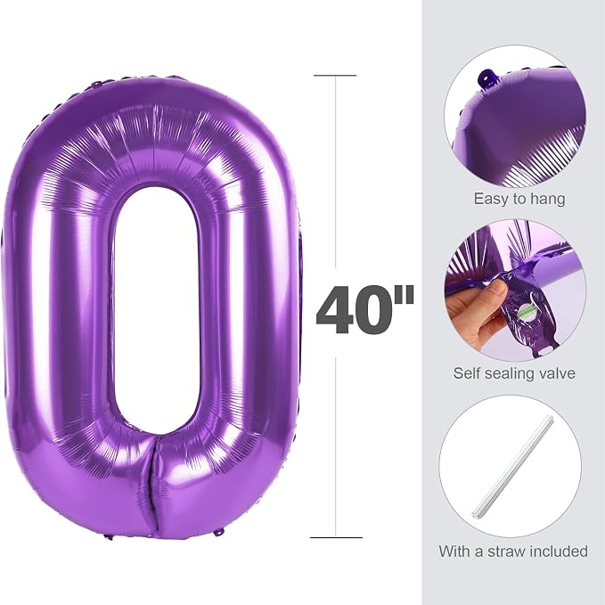 Number Balloons Purple 1 Balloon 40 inch - Image 5