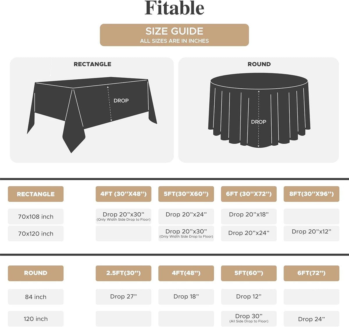Fitable 8 Pack Table Cloth Rectangle Table: Stain and Wrinkle Resistant Tablecloth Rectangular, Washable Polyester Tablecloths for Wedding Party Dining Banquet Event Catering(White, 70x108 Inch)