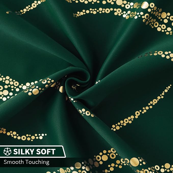 Yakamok Emerald Green Curtains for Livingroom Foil Print W42 x L54-inch | - Image 5