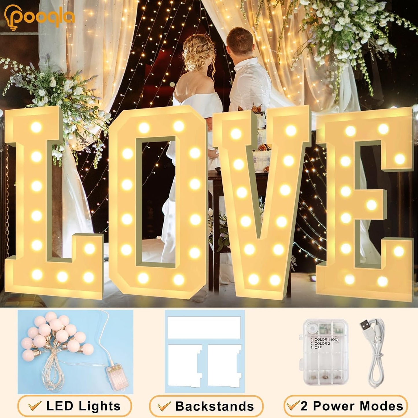 Pooqla 4 FT Light Up Marquee Letters, Giant Mosaic Letter Cool White and Warm White LED, Large Lighted Alphabet Lights for Balloons Birthday Party Anniversary Wedding Decorations, Letter Z