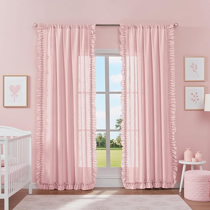 TERLYTEX Blush Pink Linen Curtains - Image 8