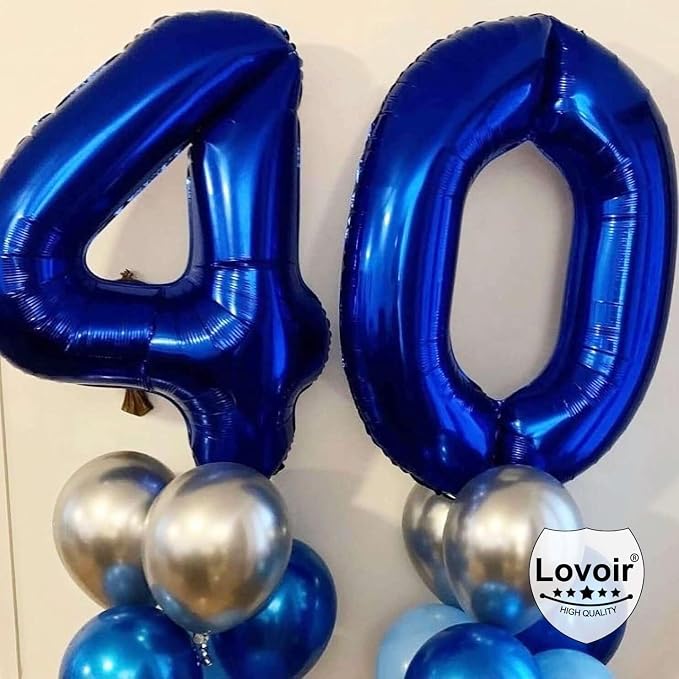 Navy Blue 60 Number Balloons, 40 Inch Giant Number 60 Balloons Foil Mylar - Image 4