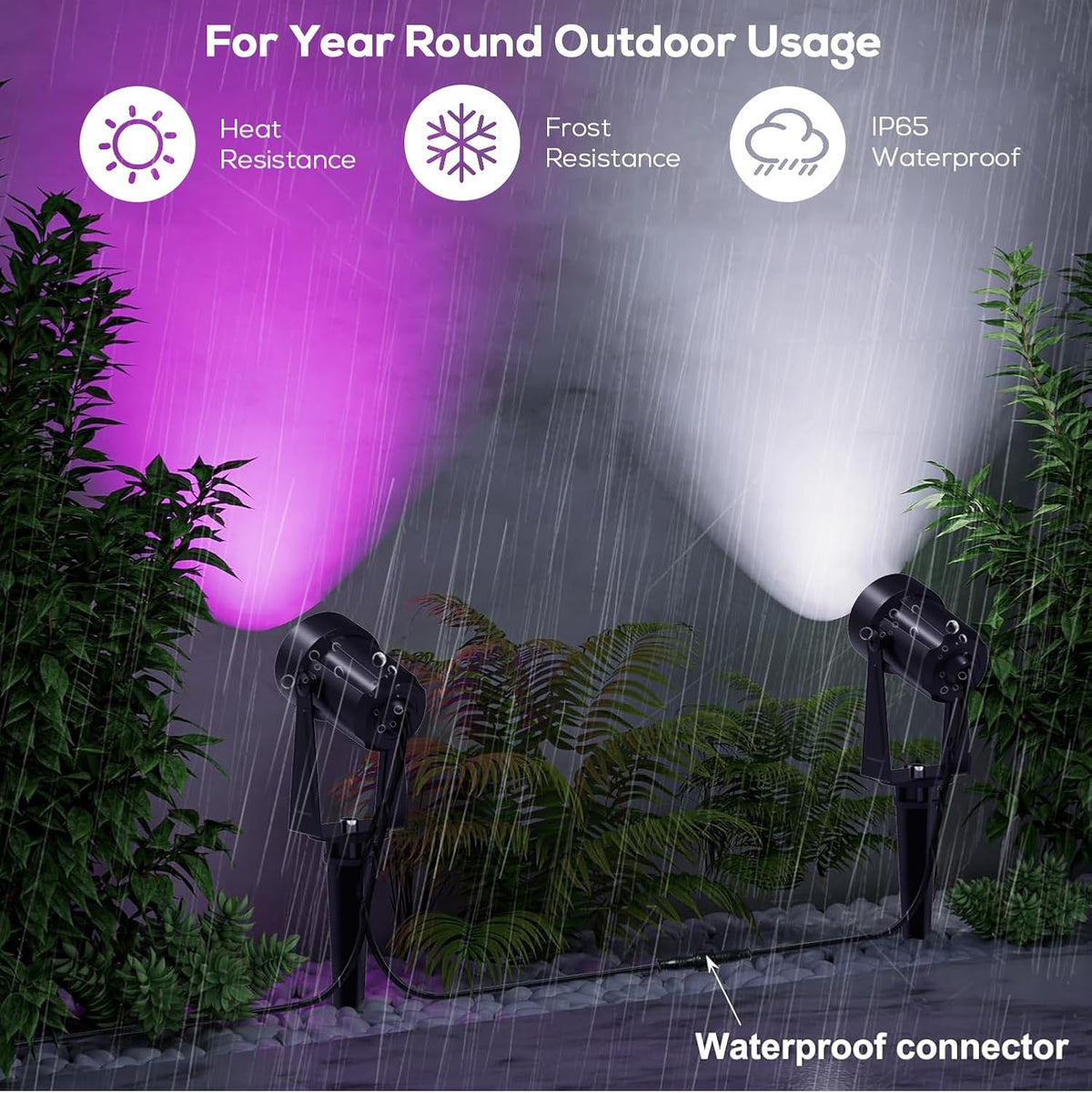SUNTHIN Outdoor Landscape Lighting with Remote, RGBW Color Changing Spot Uplights,4 Pack