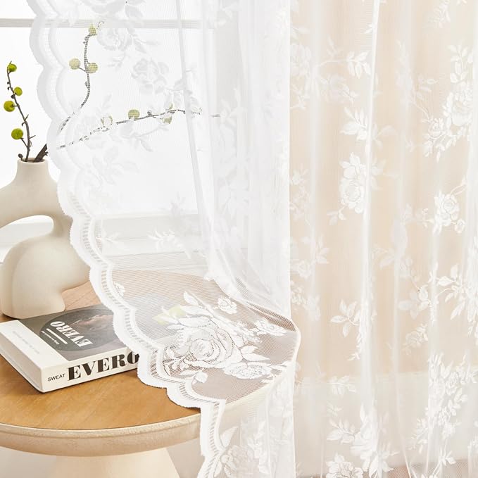 White Lace Curtains 80 Inches Long - Image 4