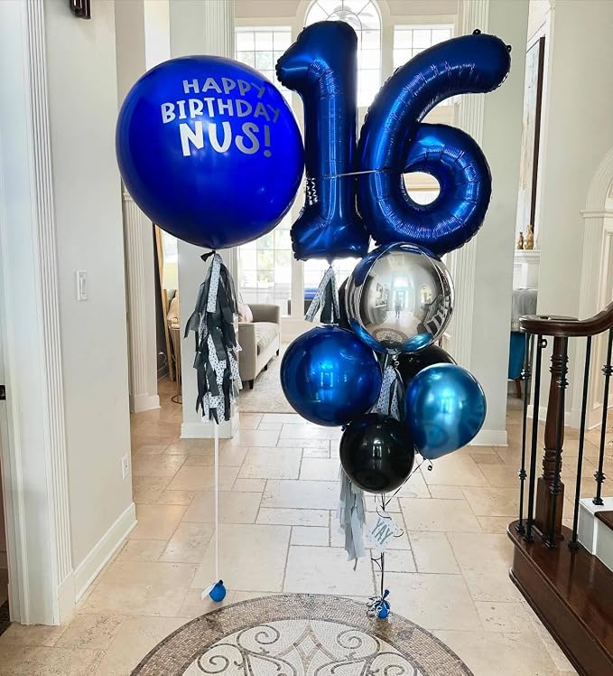 5 Balloon - Night Blue Birthday Number Balloons, 40 Inch Party Decorations | - Image 9