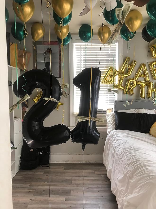 Numbers 15 Balloon 40Inch Black Balloons - Image 2
