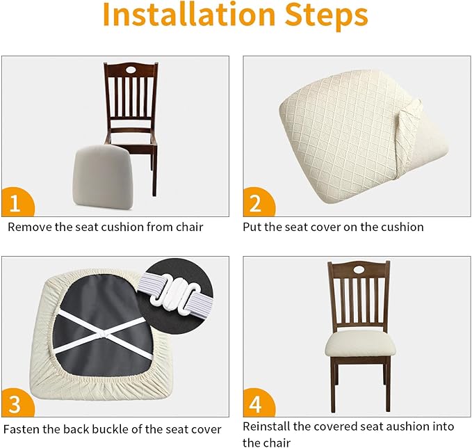 Fuloon Dining Room Seat Covers Chair Seat Slipcovers, 6 Pack, Dining Chair - Image 4