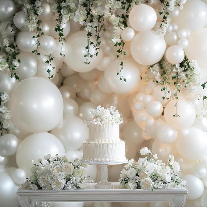 RUBFAC Pearl White Balloons Arch Kit Different Sizes 18 12 10 5 Inch 154pcs | - Image 7
