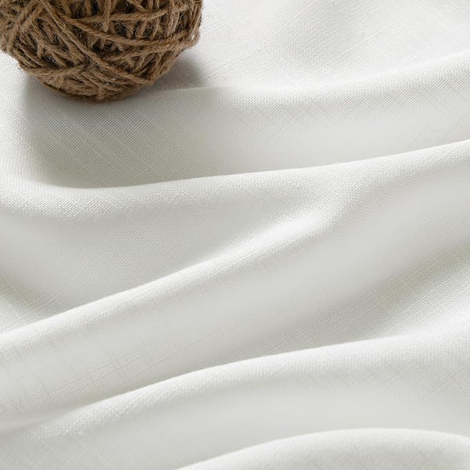 Ivory Linen Blend Light Filtering Curtains 86 Inch Length 2 Panel Set Pocket - Image 5