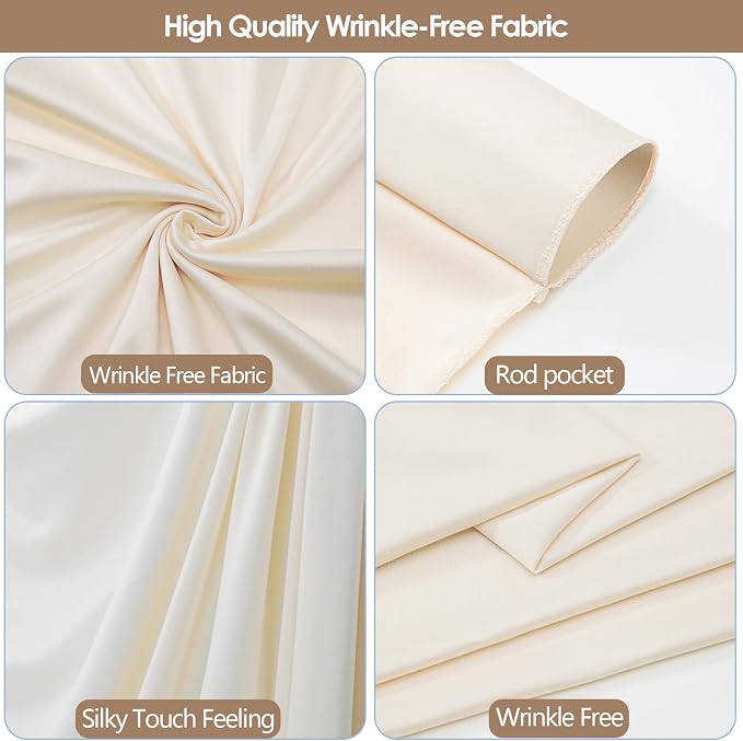 ESGOTBME 40x10ft Wrinkle Free Ivory Backdrop Curtain - Image 3
