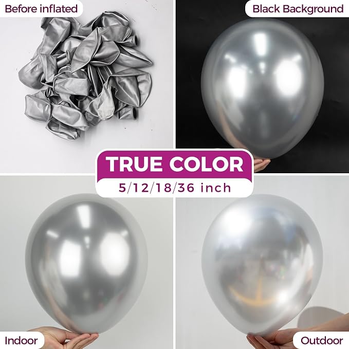 Bezente Metallic Silver Balloons 18 Inch - Image 2