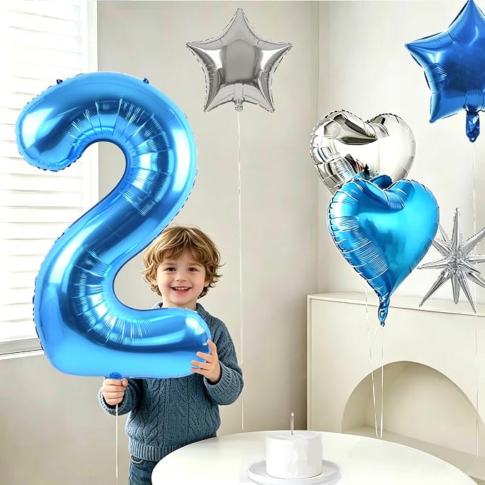 TONIFUL 3rd Birthday Balloons Kit 40 Inch Blue Large Number 3 Foil Balloon | - Image 5