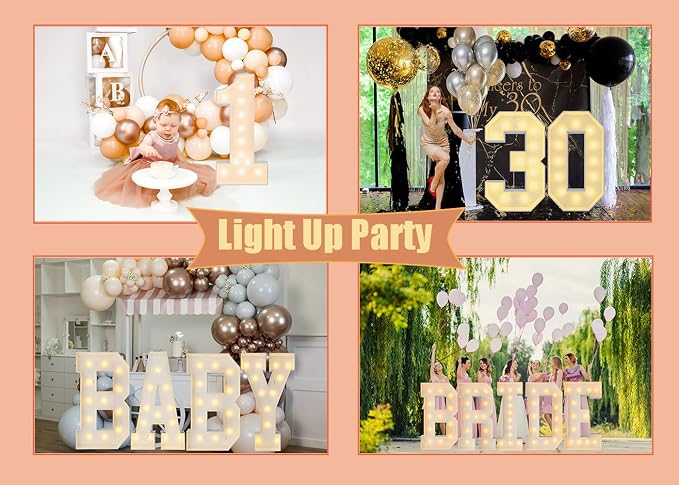 4FT Light Up Numbers Letters, Giant Marquee Numbers, Mosaic Balloon Number 0 - Image 7