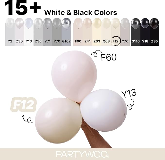 PartyWoo White Balloons 100pcs Sand White Beige Cream Ivory Boho Neutral | - Image 4