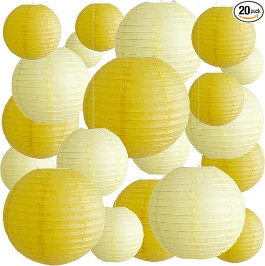 20Pcs Yellow Paper Lanterns Decorative, Hanging Lanterns by Partiazy