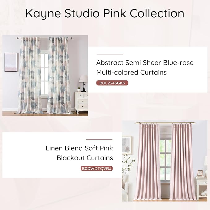 Kayne Studio Blue Pink Boho Abstract Rod Pocket Semi Sheer Curtains 95 Inch | - Image 7