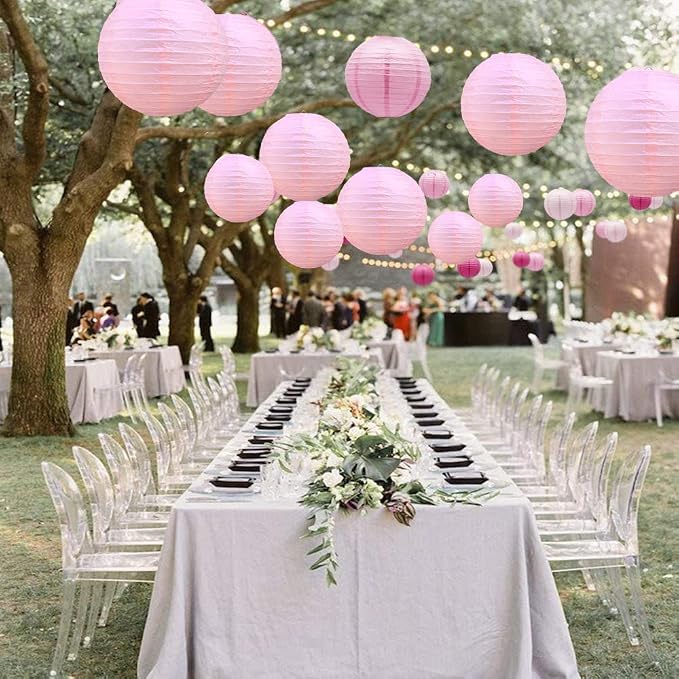 BEISHIDA Pink Paper Lanterns 10Pcs 4/6/8/10/12 Inch Round Chinese Lamp | Paper - Image 4
