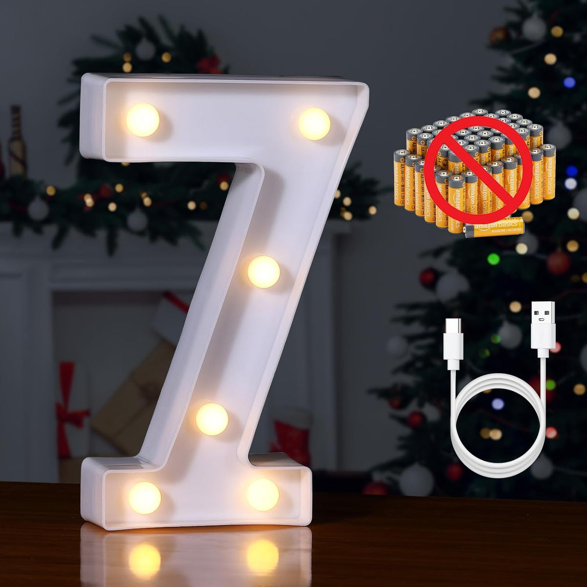 Foaky Rechargeable LED Letter Lights Sign Marquee Light Up Letters Sign for Night Light Wedding/Birthday Party Christmas Lamp Home Bar Decoration (7)