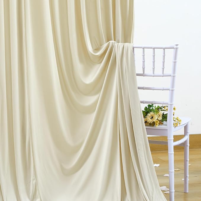 8 Panels Backdrop Curtains for Wedding Party Wrinkle Free Beige Backdrops - Image 5
