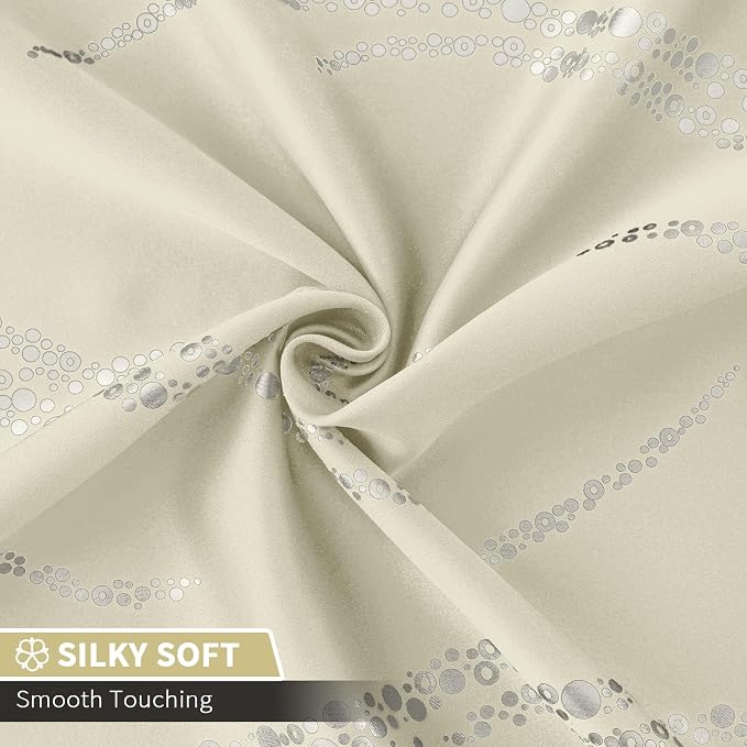 Yakamok Cream Light Blocking Curtains 72 Inches Long Silver Print Wide 52" | - Image 5