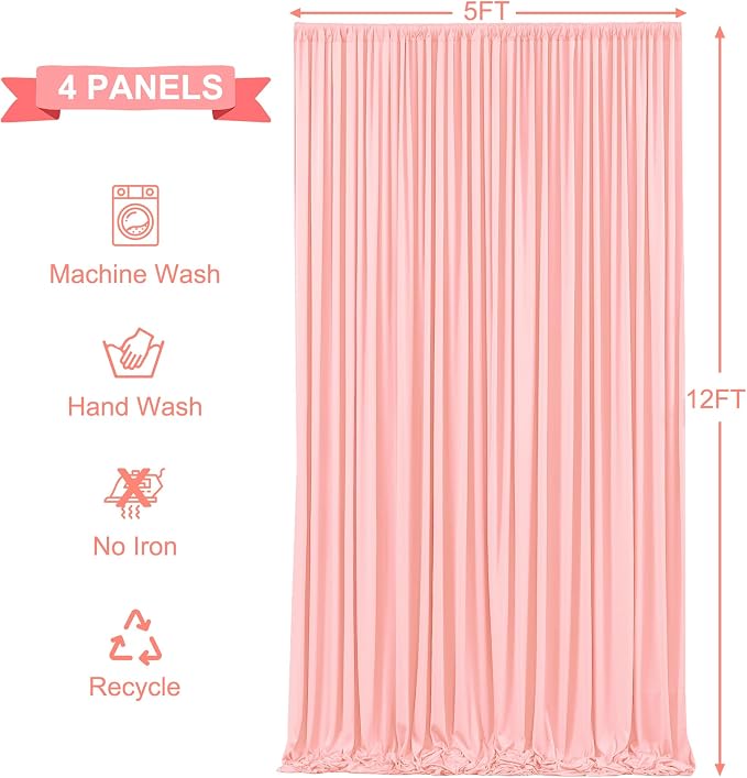 4 Panels Blush Pink Backdrop Curtains - Image 6