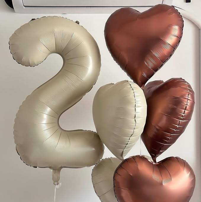 Cream Number 20 Balloons, 40 Inch 20 Balloons Giant Helium Foil Mylar Beige 20 - Image 3