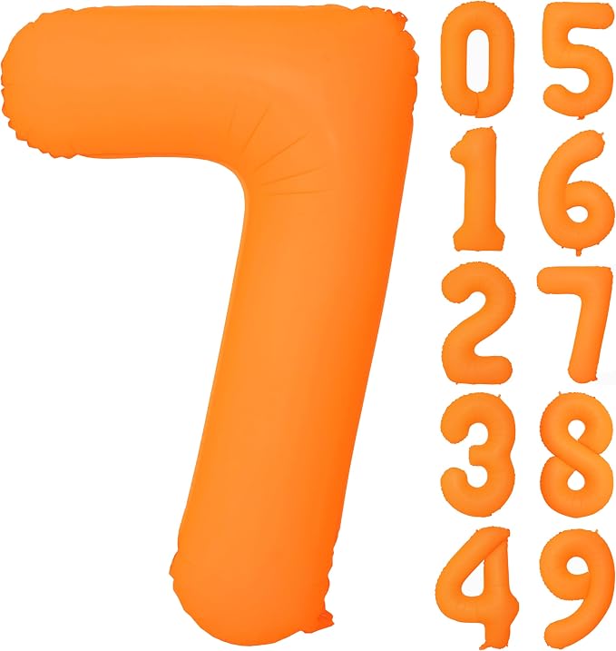 40 IN Orange Birthday Number 7 Balloon Fluorescent Orange Foil Balloon | by YOIOZAIZAI
