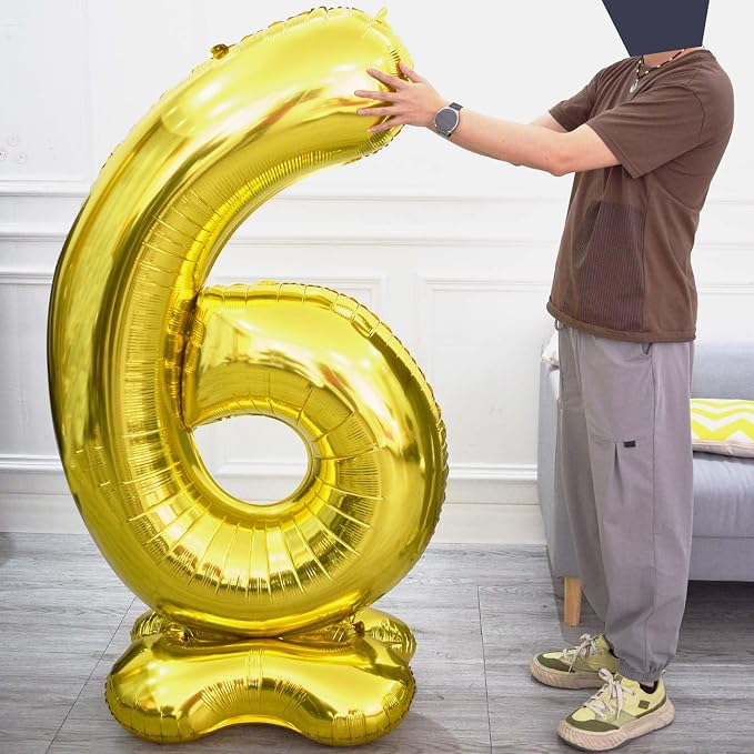 65 Inch Giant gold Foil Number Balloon, Old Children's Birthday Party Helium - Image 2