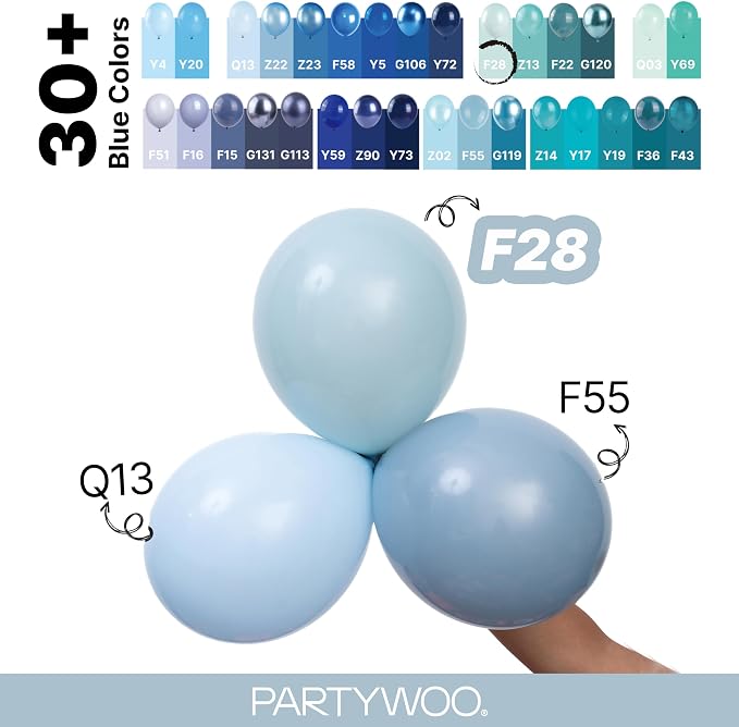 PartyWoo Dusty Blue Balloons 155pcs Light Blue Aqua Boho Color | 18 12 10 5 - Image 4