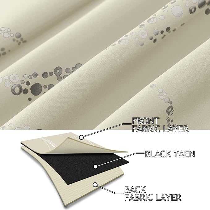 Yakamok Cream Light Blocking Curtains 72 Inches Long Silver Print Wide 52" | - Image 4