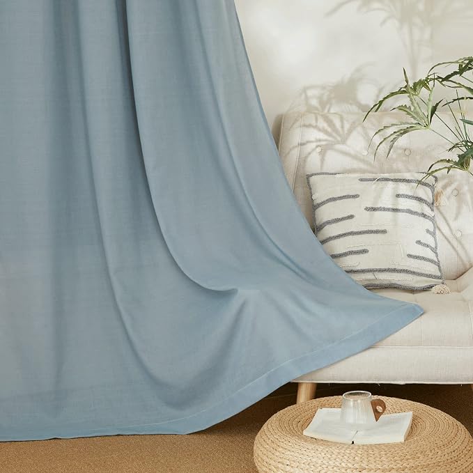 NICETOWN Stone Blue Short Linen Curtains - Image 6