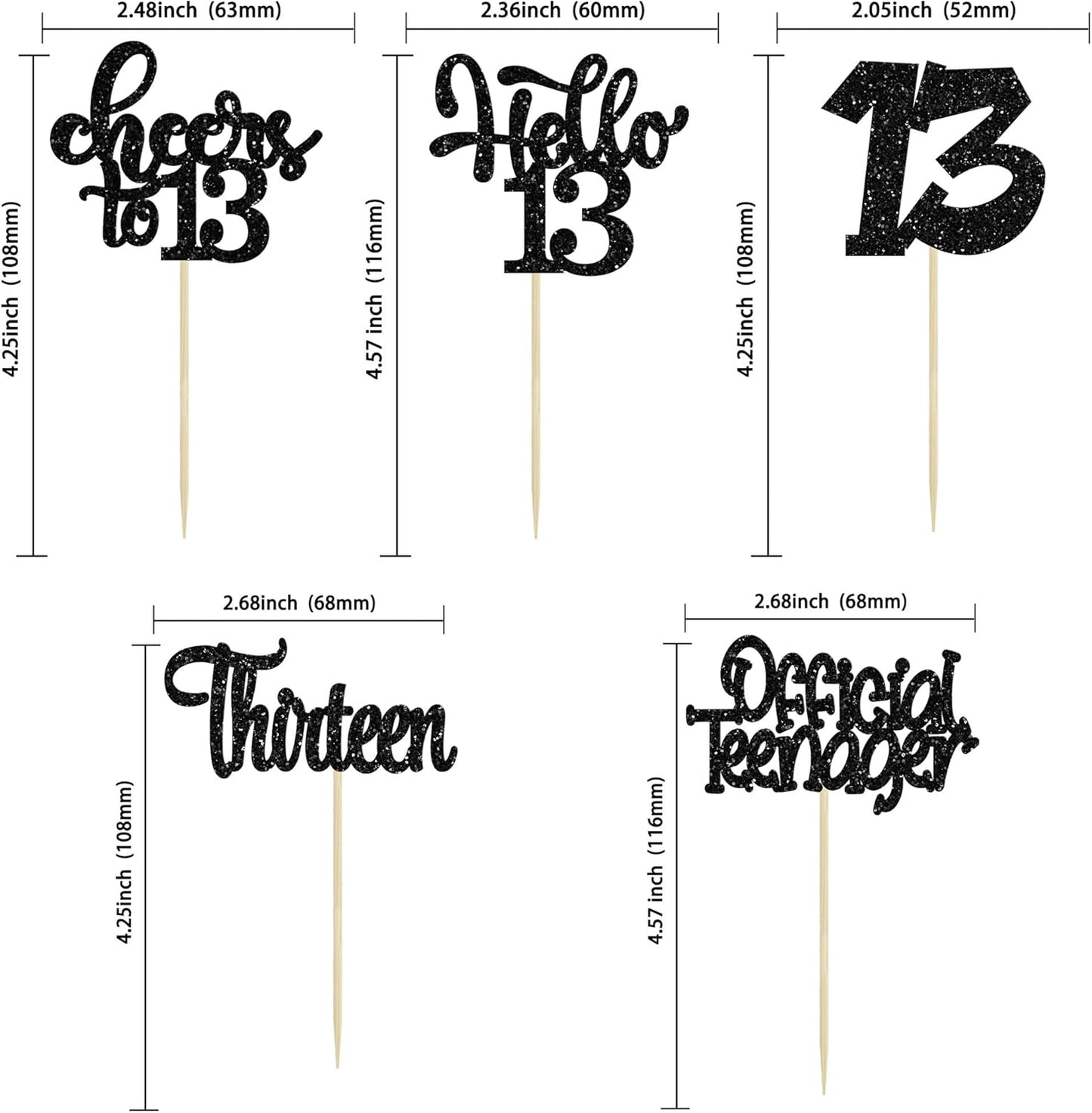 30Pcs 14th Birthday Cupcake Toppers Hello 14 Cupcake Picks Fourteen Cheers to 14 Years Old Cake Decorations for 14th Birthday Anniversary Party Supplies Black Glitter