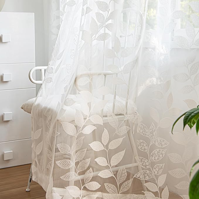 Treatmentex Lace White Sheer Curtains - Image 3