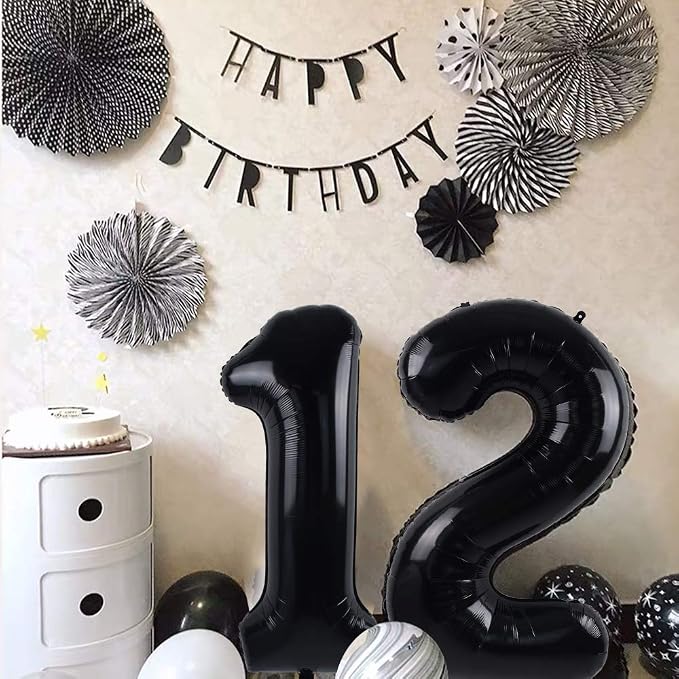 TONIFUL 40 Inch Black Number 5 Balloons Large Foil 5th Birthday Decorations | - Image 5