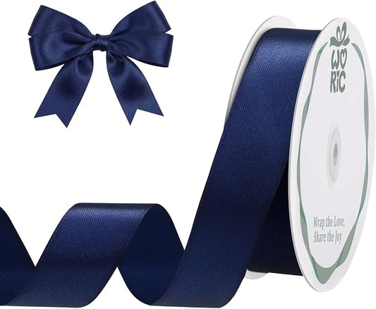 woric Navy Blue Satin Ribbon 1 inch 60 Yards Dark Blue Ribbon | Polyester Satin by woric