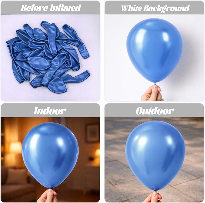 Voircoloria 66pcs Metallic Blue Latex Party Balloons, 12inch | - Image 3