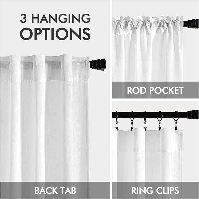 MIULEE White Linen Curtains 108 Inch Long 2 Panels - Image 3
