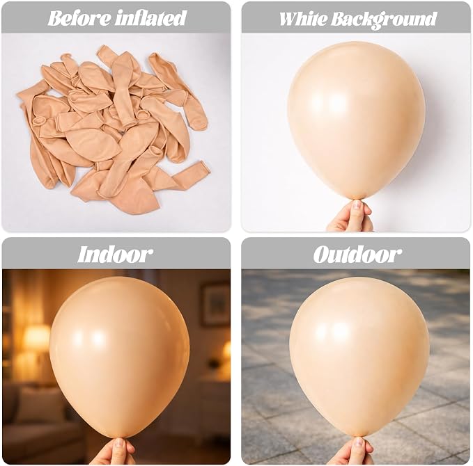 Voircoloria 110pcs Blush Nude Latex Party Balloons, 12inch | - Image 3