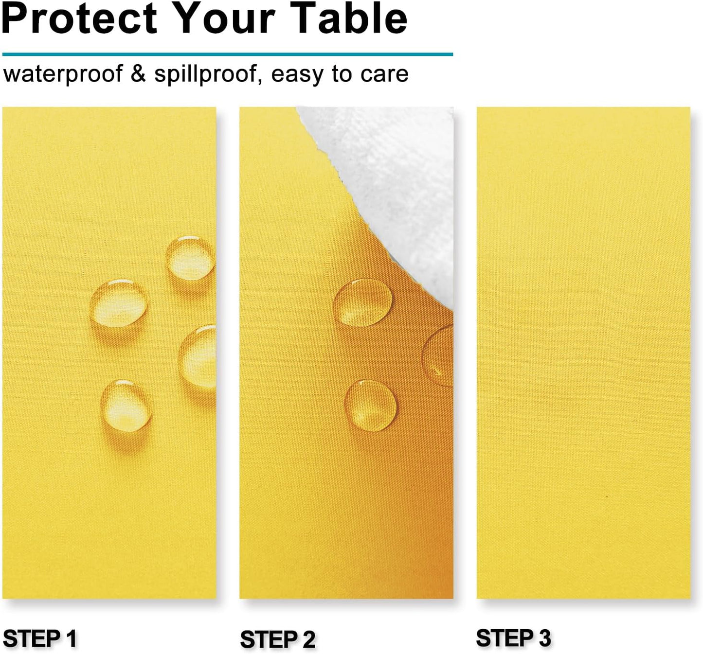 Hiasan 2 Pieces Yellow Rectangle Tablecloth - Spillproof and Waterproof Washable Table Cloth for Dining Room Kitchen Camping, 54 x 108 Inch