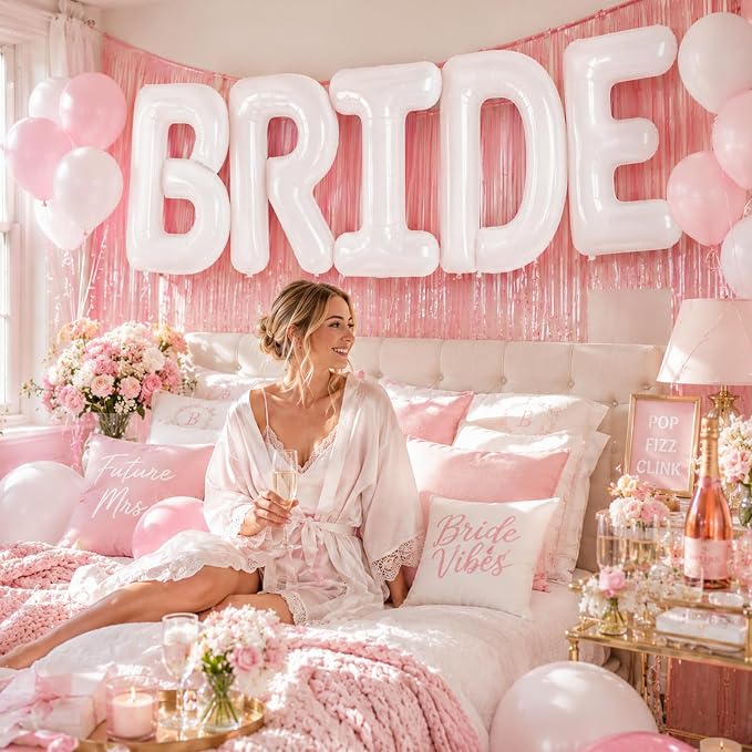 BRIDE Balloons Bachelorette Party Decorations, 40 Inch White Bride Letter Mylar - Image 7
